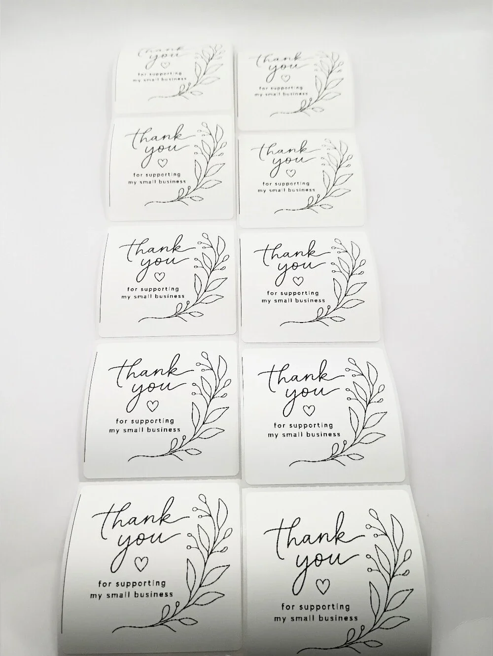 2x2 Thank You For Supporting My Small Business Stickers Set Of 10